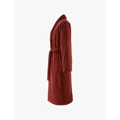 Hugo Boss Double B Shawl-lapel Cotton Bathrobe In Lava