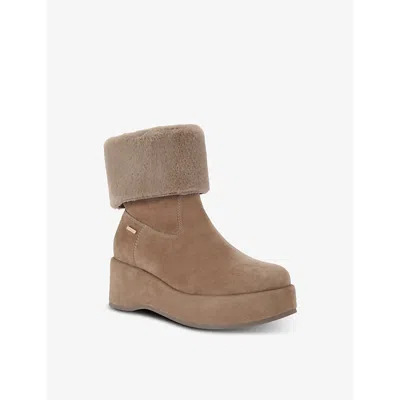 Carvela Womens  Apres Wedge-heel Suede Ankle Boots In Taupe