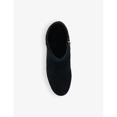 Dune Womens Black Suede Ottack Block-heel Suede Ankle Boots In Black Suede