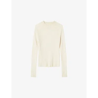 Lk Bennett Womens Cre-cream West Cable-stitch Cotton And Wool-blend Jumper In Cre-cream
