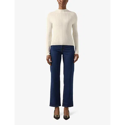 Lk Bennett Womens Cre-cream West Cable-stitch Cotton And Wool-blend Jumper In Cre-cream