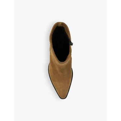 Dune Womens Sand Suede Paxten Pointed-toe Suede Heeled Ankle Boots In Sand Suede