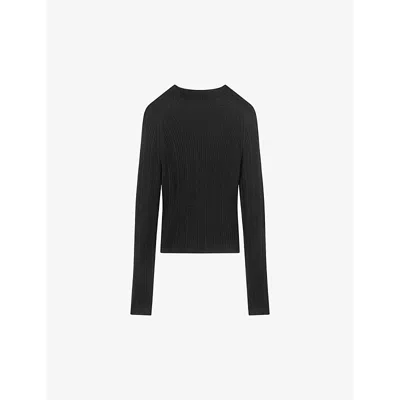 Lk Bennett Womens Bla-black West Cable-stitch Cotton And Wool-blend Jumper In Bla-black