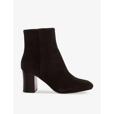 Dune Womens Brown Suede Ollave Block-heel Suede Ankle Boots In Brown Suede