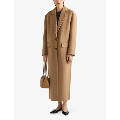 Prada Single-breasted Cashgora Coat In Brown