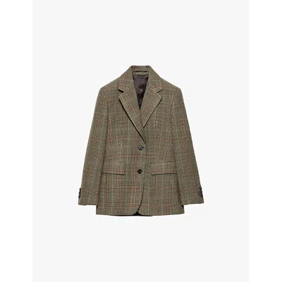 Prada Single-breasted Prince Of Wales Checked Jacket In Green