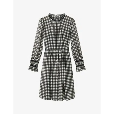 Lk Bennett Womens  Verity Gingham-pattern Woven Mini Dress In Mul-black/cream