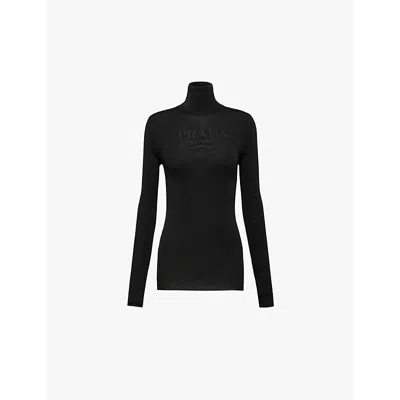 Prada Superfine Wool Turtleneck Sweater In Black