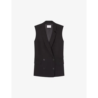 Lk Bennett Eva Double Breasted Vest In Bla-black