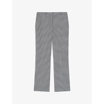 Lk Bennett Womens  Laurie Houndstooth-pattern Bootcut-leg Woven Trousers In Mul-black/cream