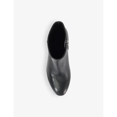 Dune Womens Black Leather Ollave Block-heel Leather Ankle Boots In Black Leather