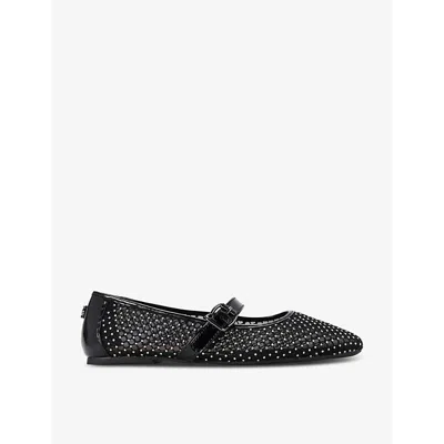 Kg Kurt Geiger Womens Black Nina Rhinestone-embellished Mesh Ballet Flats In Black