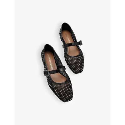 Kg Kurt Geiger Womens Black Nina Rhinestone-embellished Mesh Ballet Flats In Black