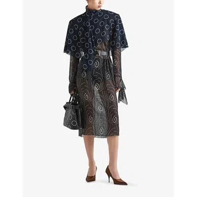 Prada Crystal-embellished Georgette Midi Dress In Black