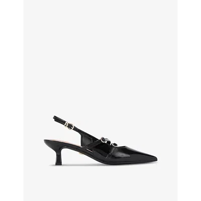 Kg Kurt Geiger Womens Black Sienna Faux-leather Heeled Courts In Black