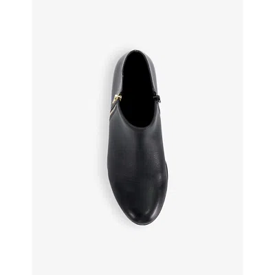 Dune Womens Black Leather Mix Pandias Mock-croc Leather Ankle Boots In Black Leather Mix