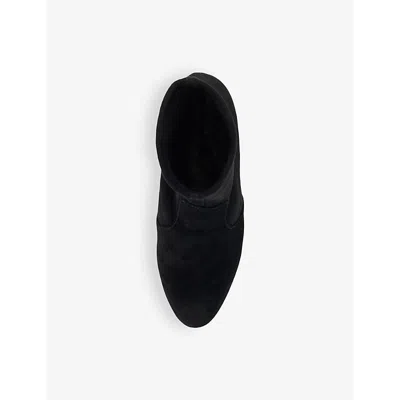 Dune Womens Black Suede Mix Optilly Slip-on Heeled Suede Ankle Boots In Black Suede Mix