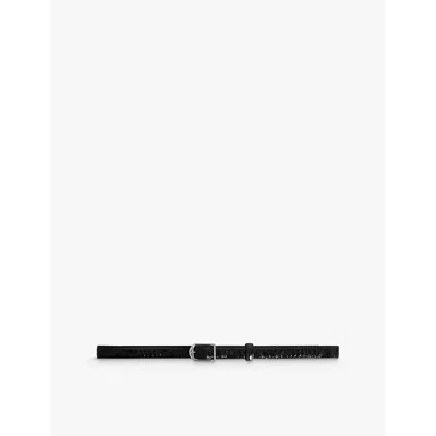 Zadig & Voltaire Rise Croc Embossed Belt In Noir