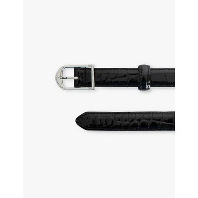 Zadig & Voltaire Rise Croc Embossed Belt In Noir