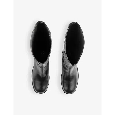 Lk Bennett Womens Bla-black Claude Round-toe Leather Heeled Knee-high Boots In Bla-black