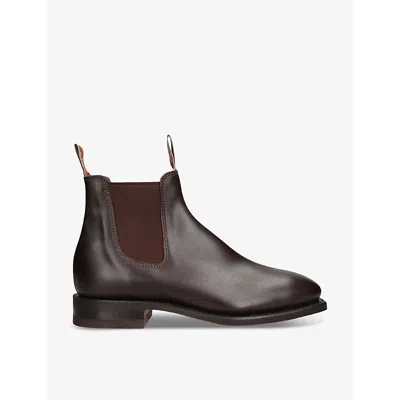 R M Williams Ens Dk.brn Com Craftsman Elasticated-panel Leather Ankle Boots In Dk.brn Com