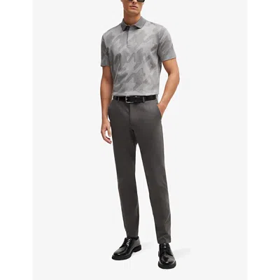Hugo Boss Slim-fit Trousers In A Cotton Blend With Stretch In Medium Grey