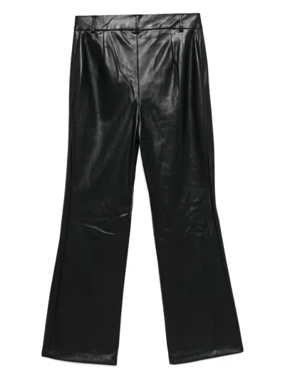 Dkny Seam Detail Wide Leg Faux Leather Pants In Black