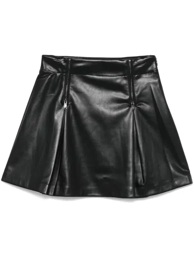Dkny Flared Hem Mini Skirt With Glossy Finish In Black
