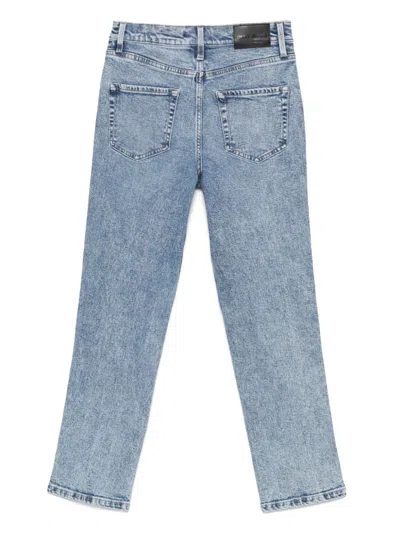 Dkny Logo-rhinestone Jeans In Blue