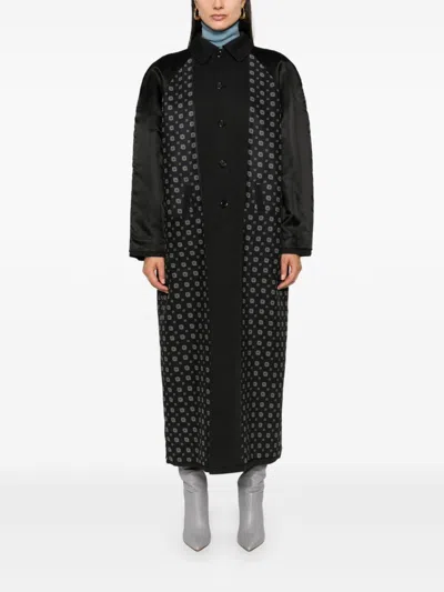Moschino Graphic-print Coat In Black