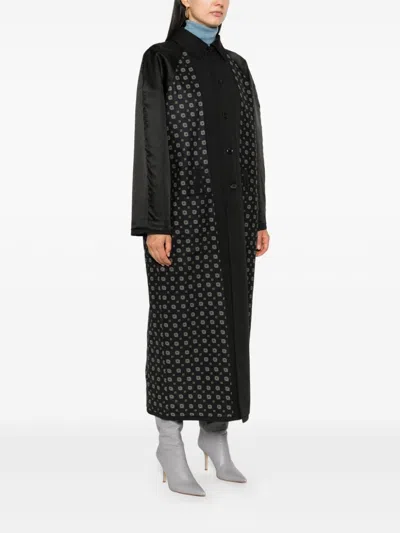 Moschino Graphic-print Coat In Black