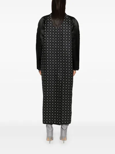 Moschino Graphic-print Coat In Black