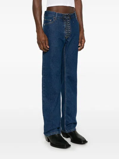 LUDOVIC DE SAINT SERNIN STRAIGHT-LEG LACE-UP JEANS 