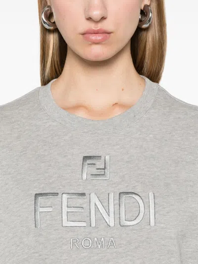 Shop Fendi Logo-embroidered Sweater In Grey