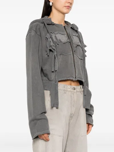 Shop Ottolinger Distressed Hoodie In Grey