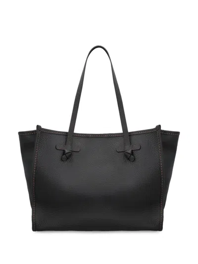 Gianni Chiarini Shopping Bag In Double Bubble Leather In Black