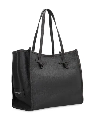 Gianni Chiarini Shopping Bag In Double Bubble Leather In Black
