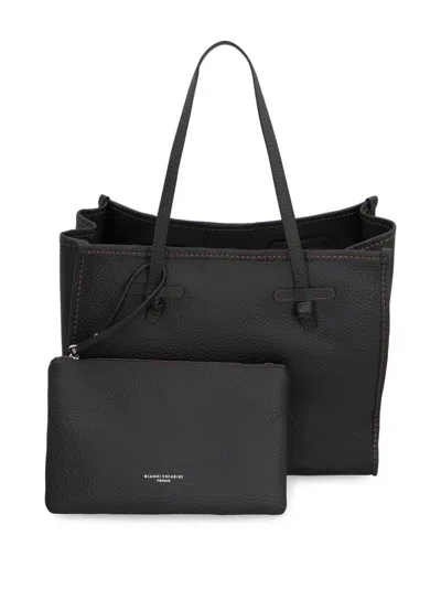 Gianni Chiarini Shopping Bag In Double Bubble Leather In Black