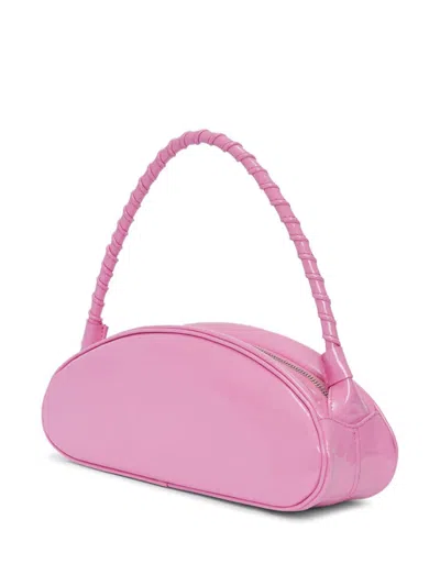 Msgm Logo-debossed Leather Tote Bag In Pink