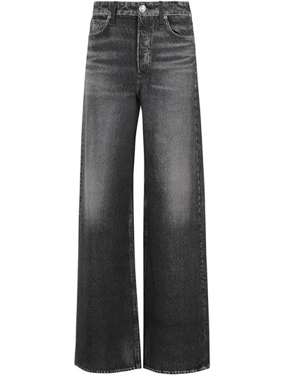 Rag & Bone Gray Miramar Terry Wide-leg Track Pants In Black