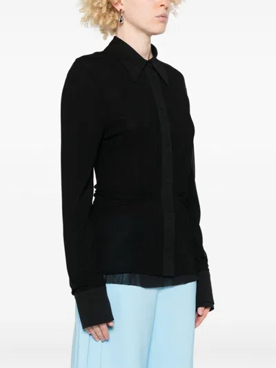 Jil Sander Women Double Layer Shirt In Black