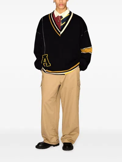 Ambush Black Destroyed Rib Knit Sweater In Black