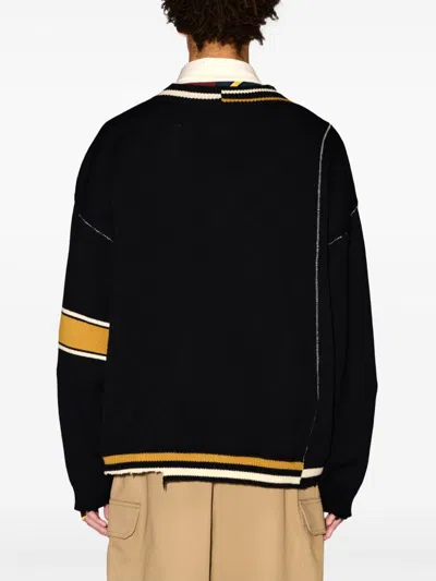 Ambush Black Destroyed Rib Knit Sweater In Black
