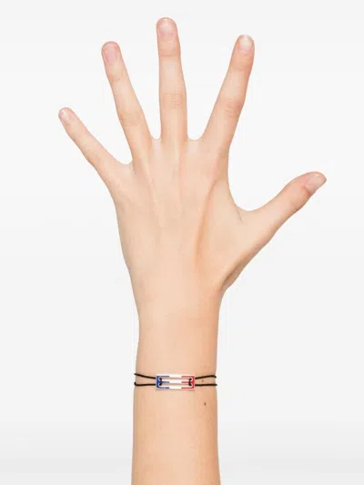 Le Gramme Lacquered Tricolor Cord Bracelet 2,5g In Blue
