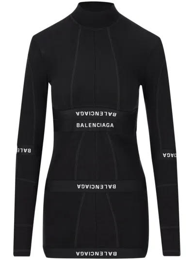 Balenciaga Panelled Mini Dress In Black