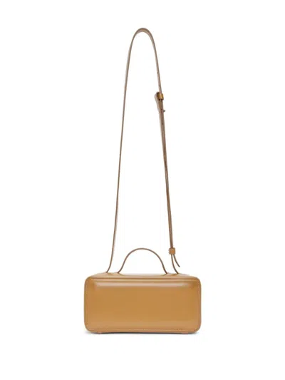 Msgm Logo-print Leather Tote Bag In Brown