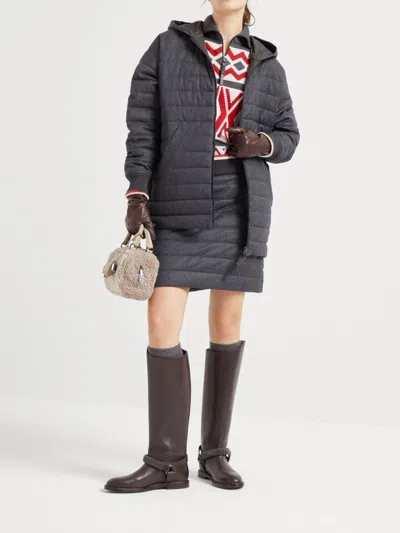 Brunello Cucinelli Padded-design Mini Skirt In Grey