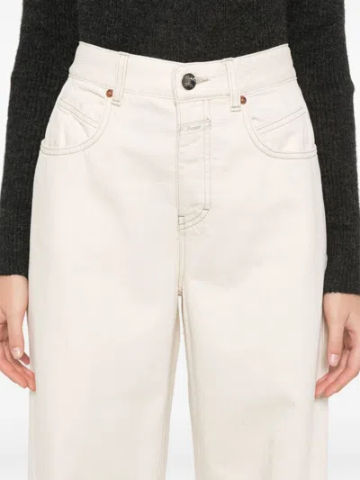 Closed Logo-patch Straight Jeans In White