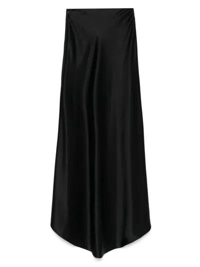 Kiton Slip-style Satin Maxi Skirt In Black