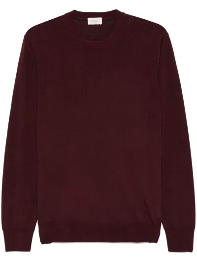 Altea Crew Neck Lunetta Virgin Wool Sweater With Contrasting Patch In Red